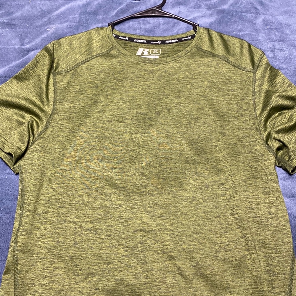Russell training fit green silky tshirt